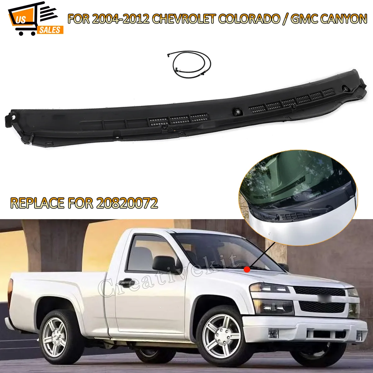 

Windshield Wiper Cowl Vent Panel Grille Cover Fit For Chevrolet Colorado GMC Canyon 2004-2012 Front Windshield Drain Plate