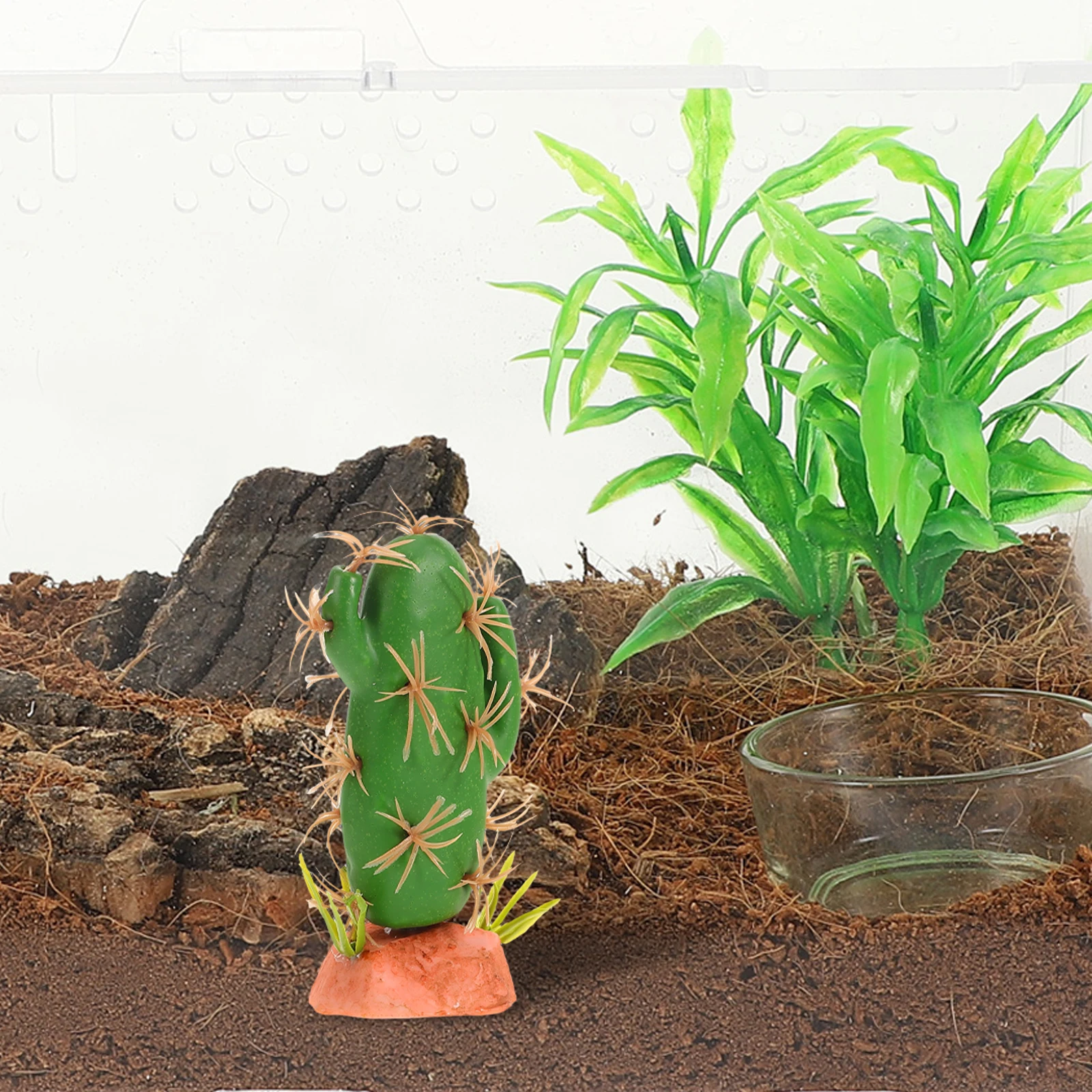 

Artificial Plant Reptile Tank Decor Lifelike Cactus Fake Plant For Reptile Safe Hide Place Pet Habitat Accessory Terrarium