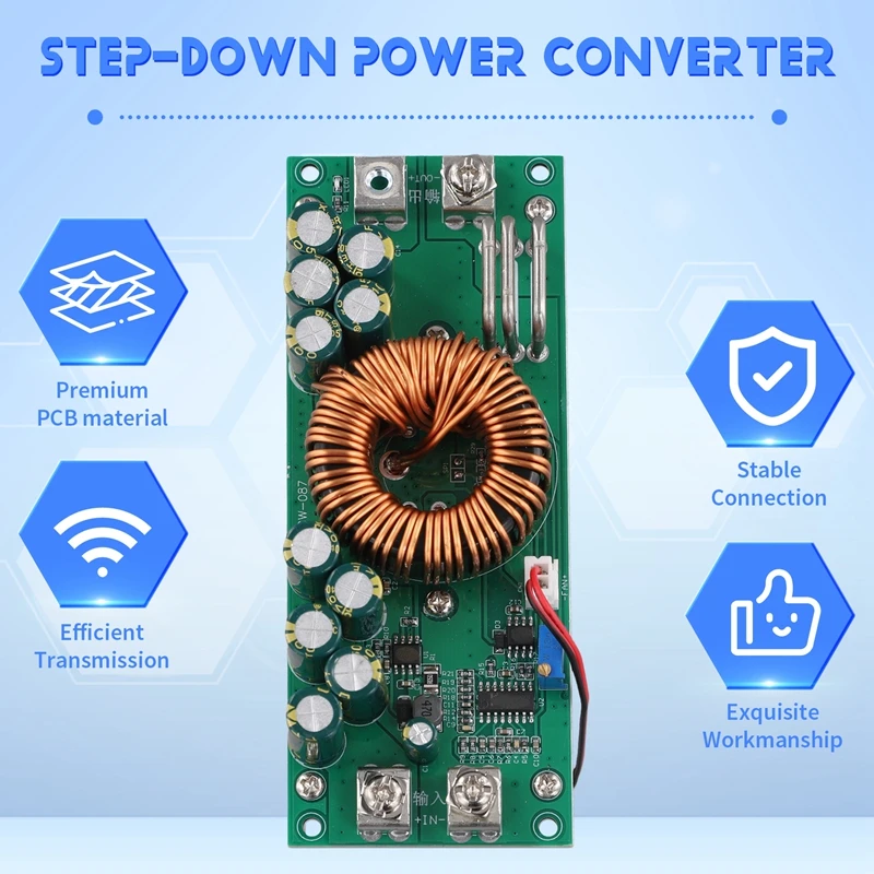 DC-DC1500W DC Adjustable Step-Down Module 90V To 60V 48V 12V High Power 50A Power Converter