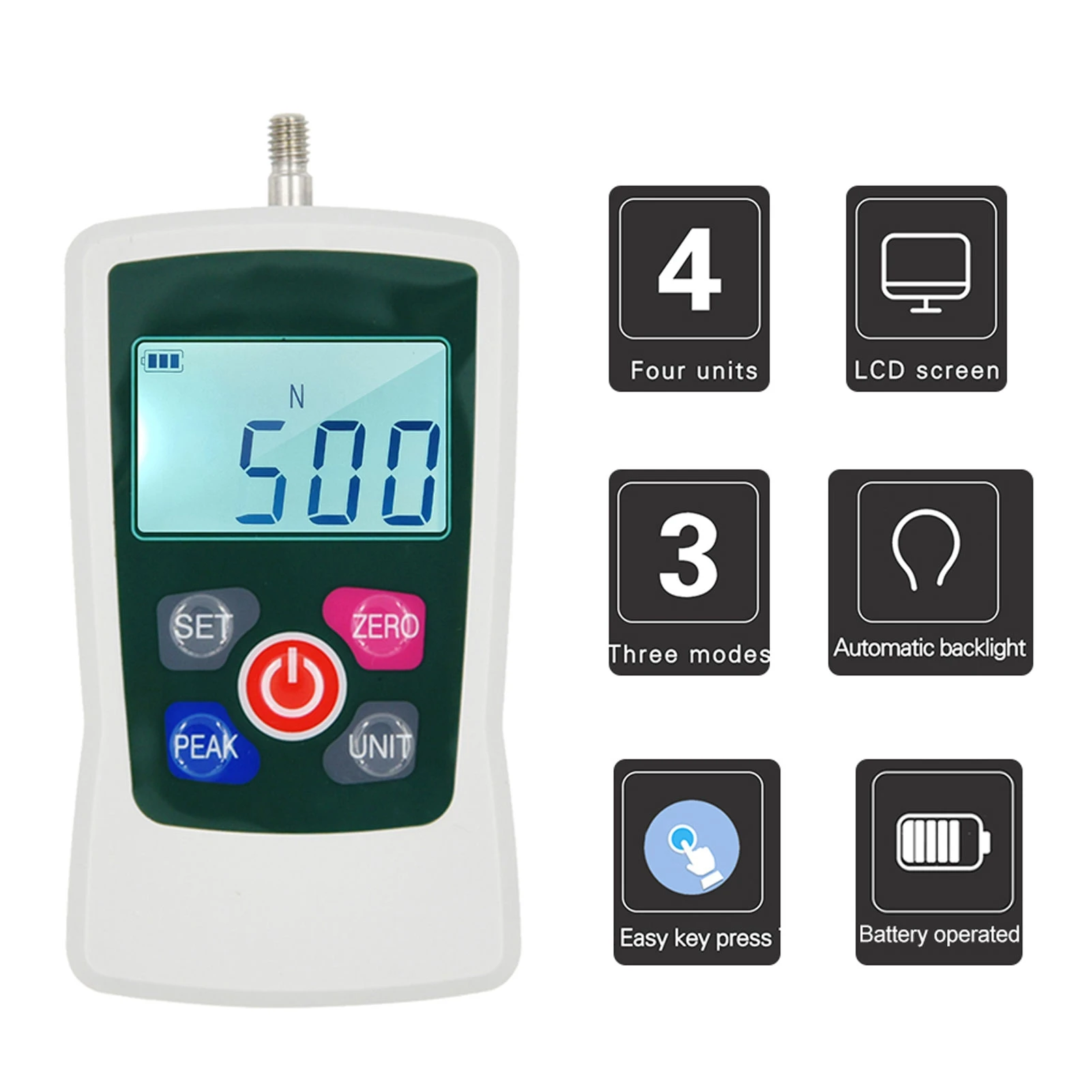 Handheld Digital Force Gauge 500N Push Pull Meter Unit Switching Backlit Screen Auto Shutdown Portable Push-pull Gauge