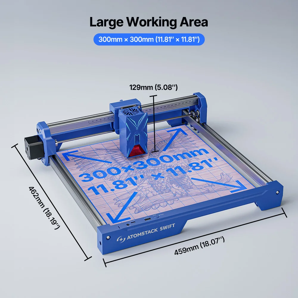 Grabador Láser AtomStack Swift de 7W, Cortador Láser de Escritorio para Madera y Metal, Máquina CNC Portátil para Bricolaje con AI y LightBurn, WiFi/USB para Aficionados y Pequeñas Empresas