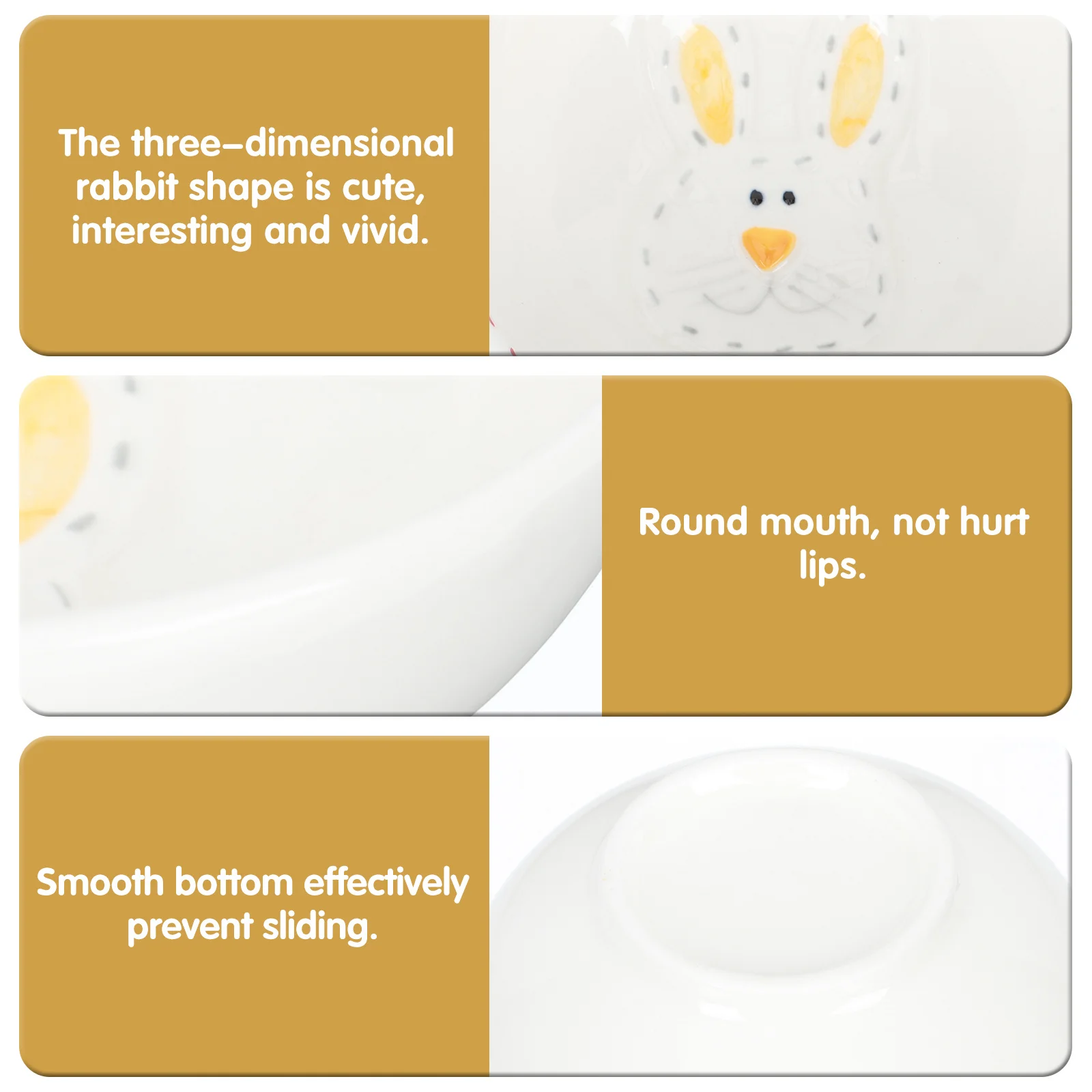 

1Pcs Rabbit Small Rice Bowl Ceramic Material Lovely Pattern Versatile Seasoning Bowl Household Dining Table Accessory