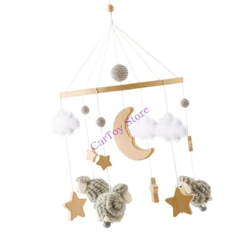 ديكورات الحضانة الخشبية على الطراز الشمالي على شكل نجمة القمر والأغنام سهلة التركيب لسلامة الأطفال حديثي الولادة #5