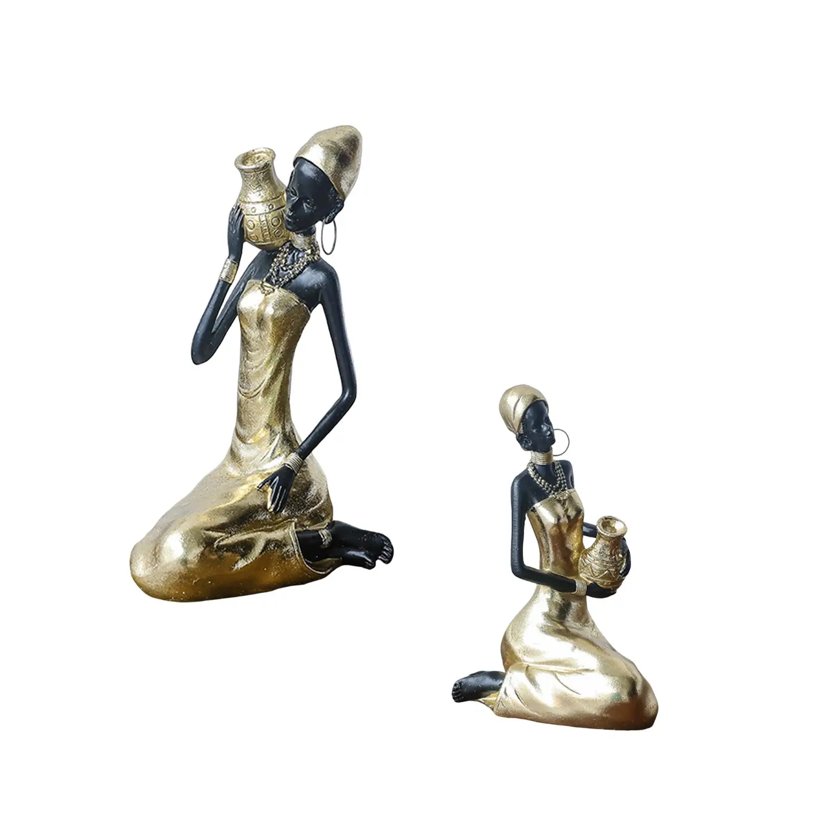 African Statue, Tabletop Decor, Handmade Resin Decorative Ornament for Shelf,