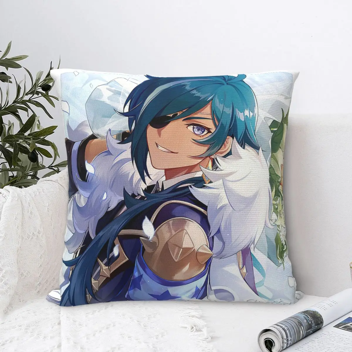 Kaeya Genshin Impact Pillow Cases Anime Cushion Cover Creative Polyester Decorative Pillowcase for Home 45*45cm