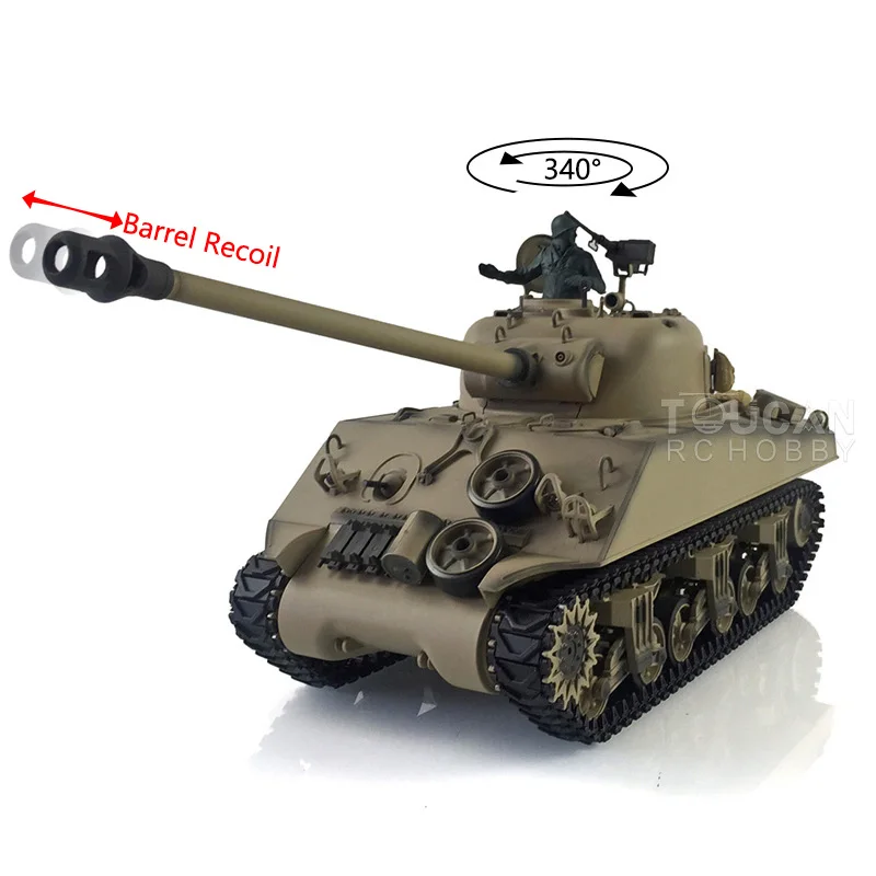 

HENG LONG 2.4G 1/16 7.0 Plastic M4A3 Sherman RTR RC Tank Model 3898 Barrel Recoil Toys For Boys TH19775-SMT4