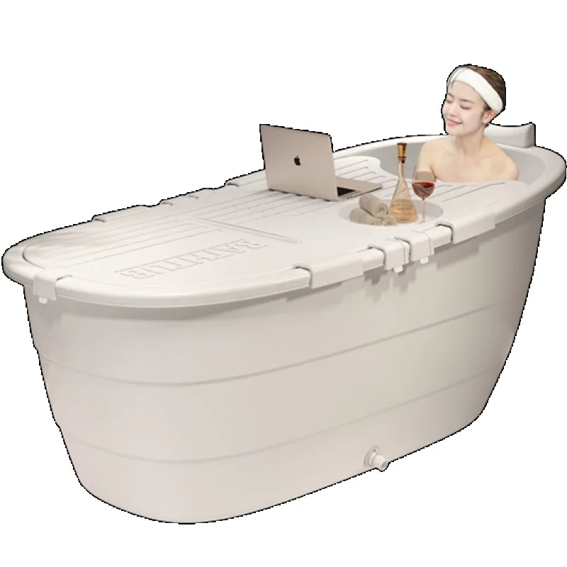 White Indoor Bathtub Adult Minimalistic Home Bathtub Plastics Luxury Men Move Kannettava Kylpyamme Bathroom Supplies