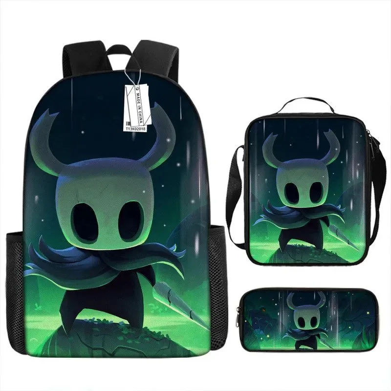 

Cartoon Popular Hollow Knight 3D Print 3pcs/Set Student School Bags Laptop Daypack Backpack Crossbody Lunch bag Pencil Case