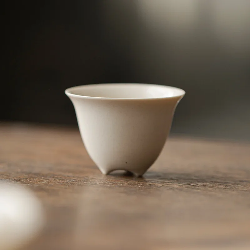 Plant ash glazed teacup three-legged imitation Song master cup household Japanese handmade ceramic tea cup kung fu tea set
