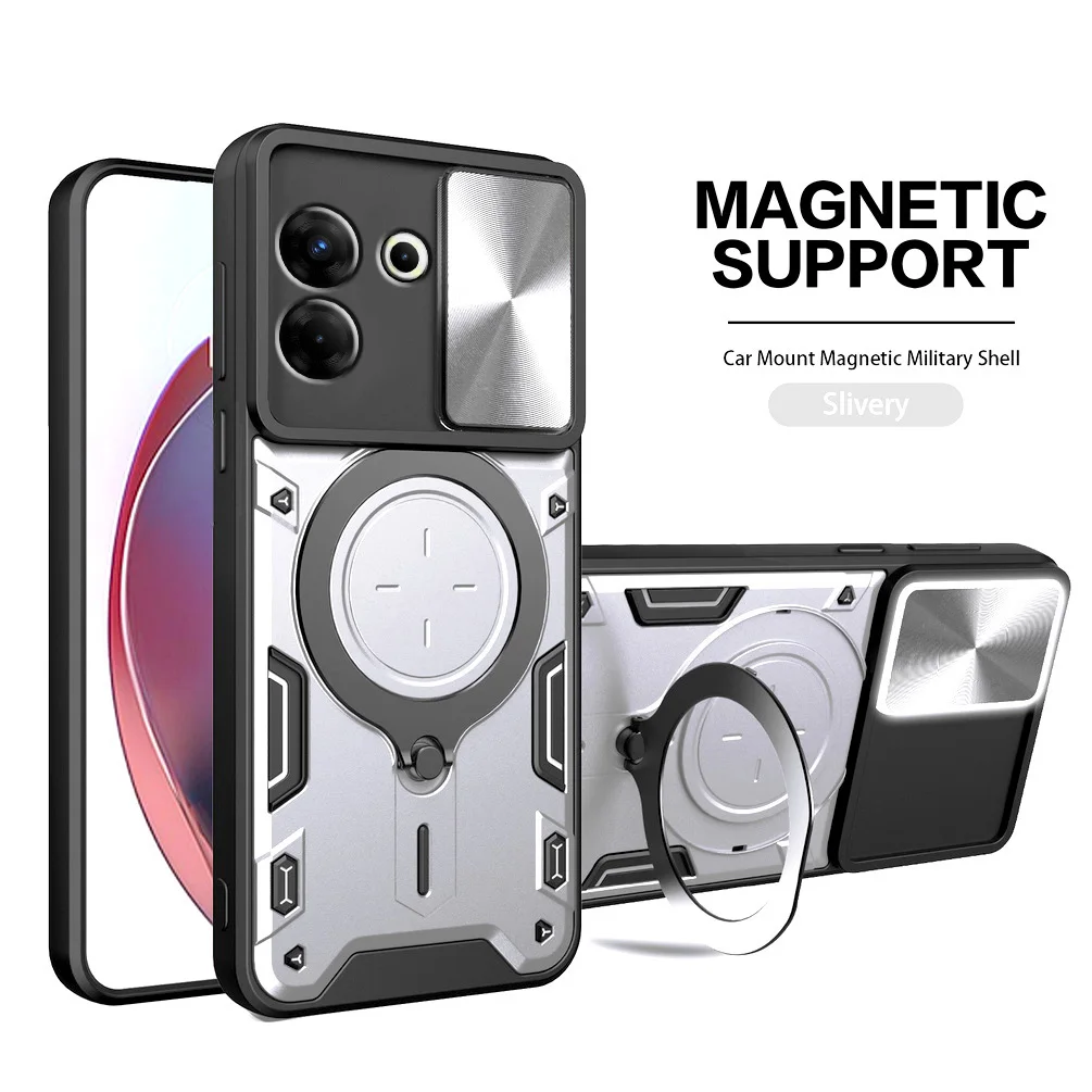 Metal Ring Camera Protect Case for Tecno Camon 20 Prime 20 Pro 5G TECNO POVA 5 Armor Hybrid Rotating Holder Cover