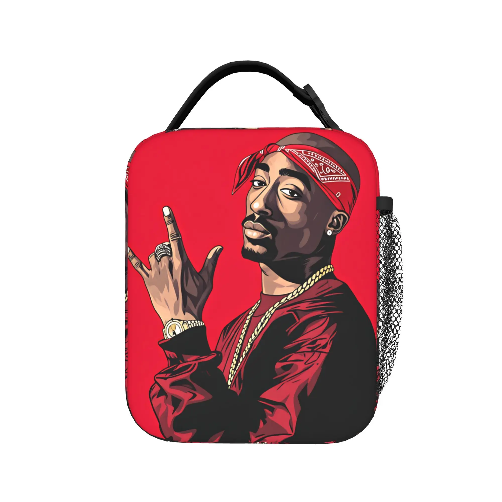 Rapper Tupacs Lunch Bag  Office Lunch Box For Child Retro Print Thermal Lunch Bags Waterproof Convenient Cooler Bag
