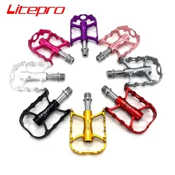 Litepro Ultralight Pedal 195g Folding Bike Pedal Aluminum Alloy Non-slip Pedal Gold Red Black Silver Titanium