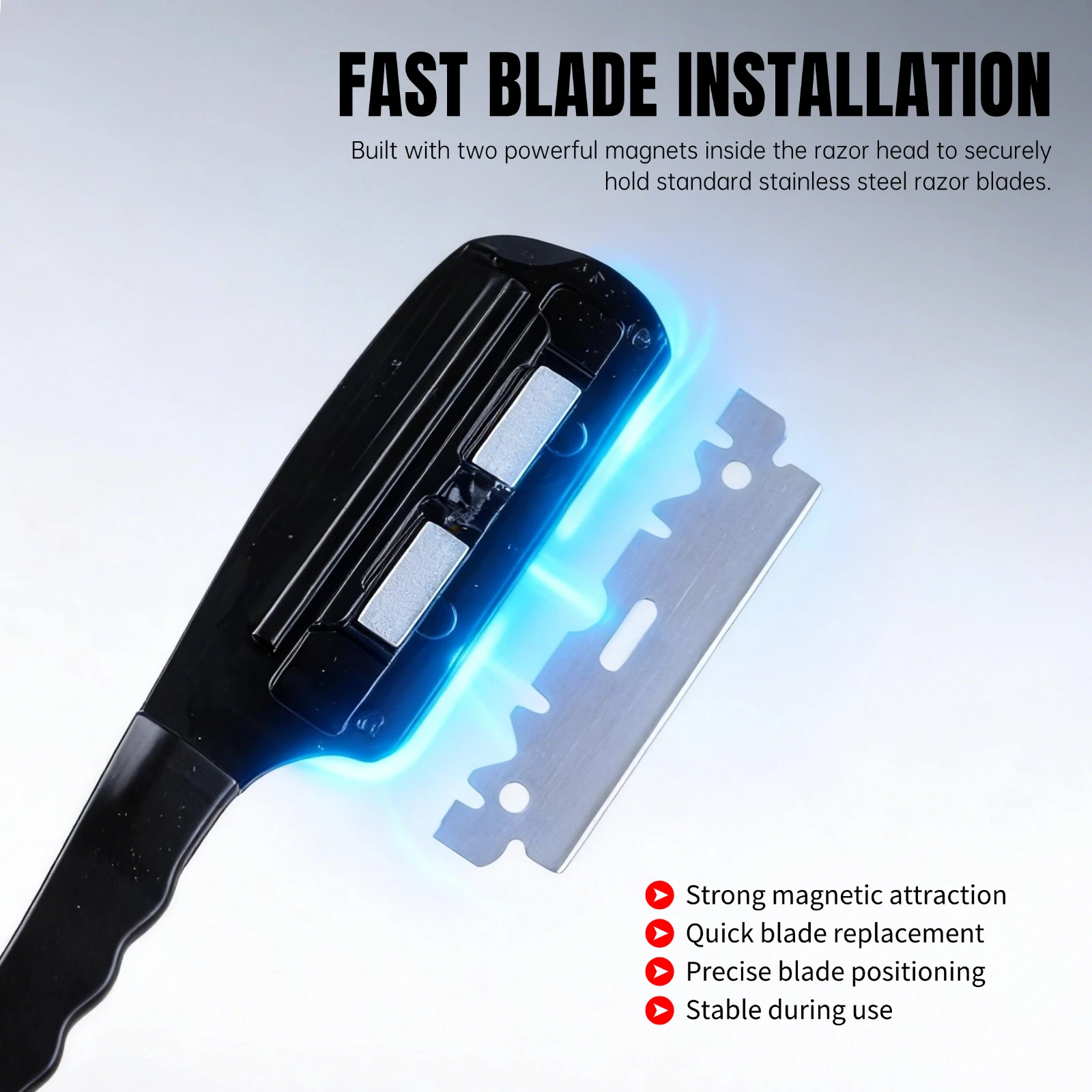 1 Stück Magnetischer Klingenkopf, manueller Rasiererhalter für Herren, faltbarer Barttrimmer, Rasiermesser für Friseursalons, Styling-Werkzeug – Detail 7
