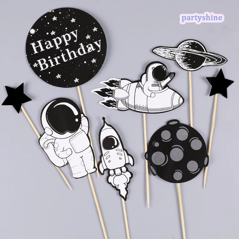 Astronaut Cake Decoration Aviation Rocket Birthday Party Dessert Props Baking Ornaments For Baby Shower Decor