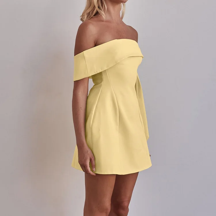 

Sexy ort Off-oulder Birthday Par Dr Women's Polyester A-Line Skirt Svel One-Piece Suit for Young Girls