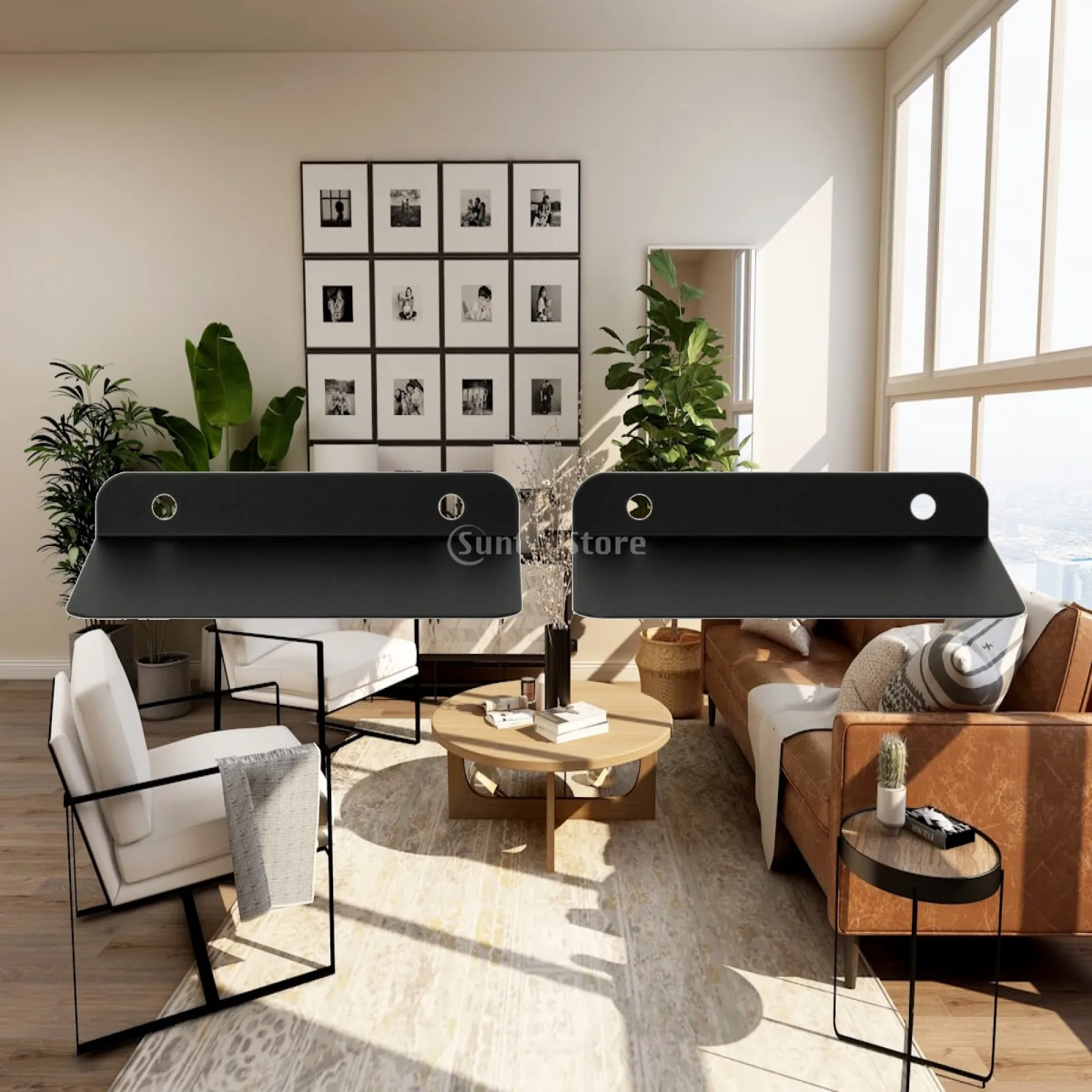 2 Pieces Floating Shelf with Backplate Minimalist Acrylic Floating Shelf Furniture Versatile Robust for Bedroom, Kitchen