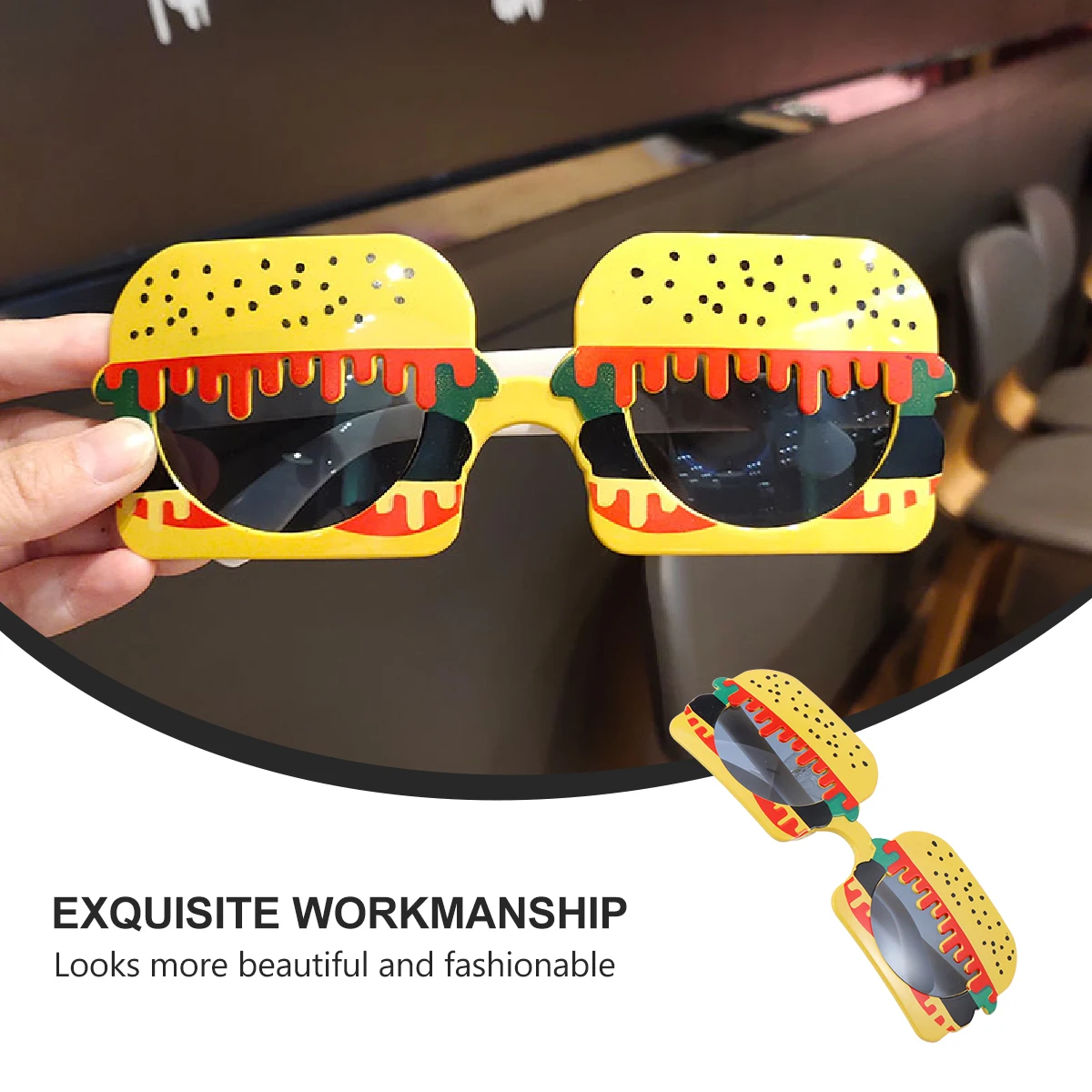

2 pcs Hamburger Sunglasses Props Funny Party Glasses Photo Props ABS Material Heat resistant Anti corrosion Birthday Masquerade