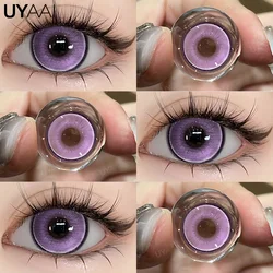 COLORCON【1*contacts Lenses+1*tweezers+1*lenses Case】Purple Contacts Lenses Makeup Beauty Yearly Soft Contacts Anime Eyes Cosplay