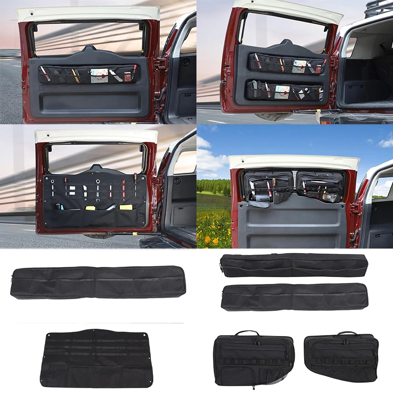

For Toyota FJ Cruiser 2007-2021 Oxford Cloth Car Rear Tailgate Trunk Organizer Back Door Panel Storage Pockets Box Accessories