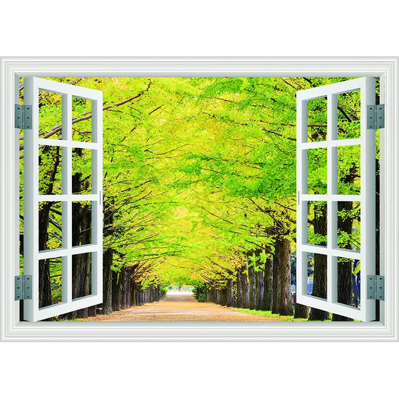 Fondo de fotografía con ventana, playa, árbol de coco, accesorios de paisaje, centro comercial, decoración interior, estudio fotográfico, HH-15