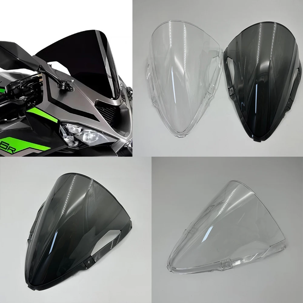 

Лобовое стекло ZX6R для 2024 2025 Kawasaki Ninja 636 ZX6R ZX-6R ZX 6R 636, лобовое стекло с двойным пузырьком, серый, черный