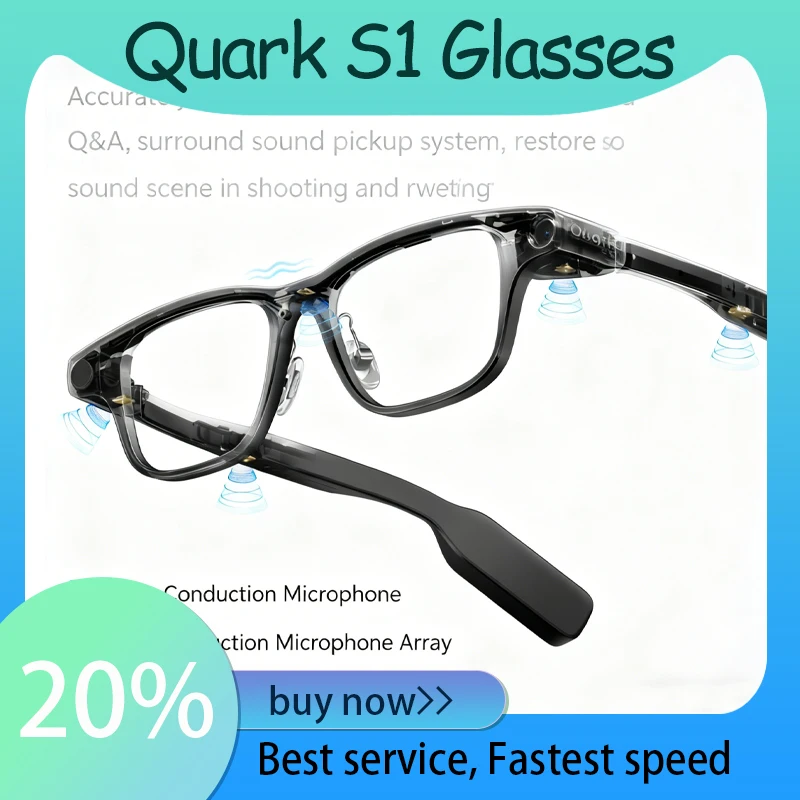 Nuevas gafas AI Al Quark S1, gafas inteligentes con pantalla de doble lente, traducción de traducción, asistente de diálogo AI, fotografía de acción