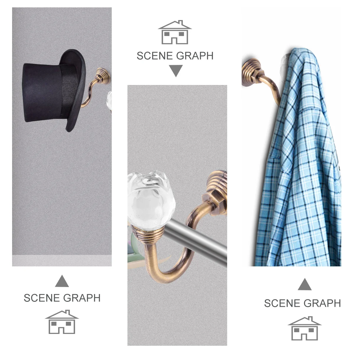 

1Pair Curtain Crystal Tiebacks Wall Hooks Green Patina Aluminum Alloy Curtain Holdbacks Coat Clothes Hanging Hooks Modern Style