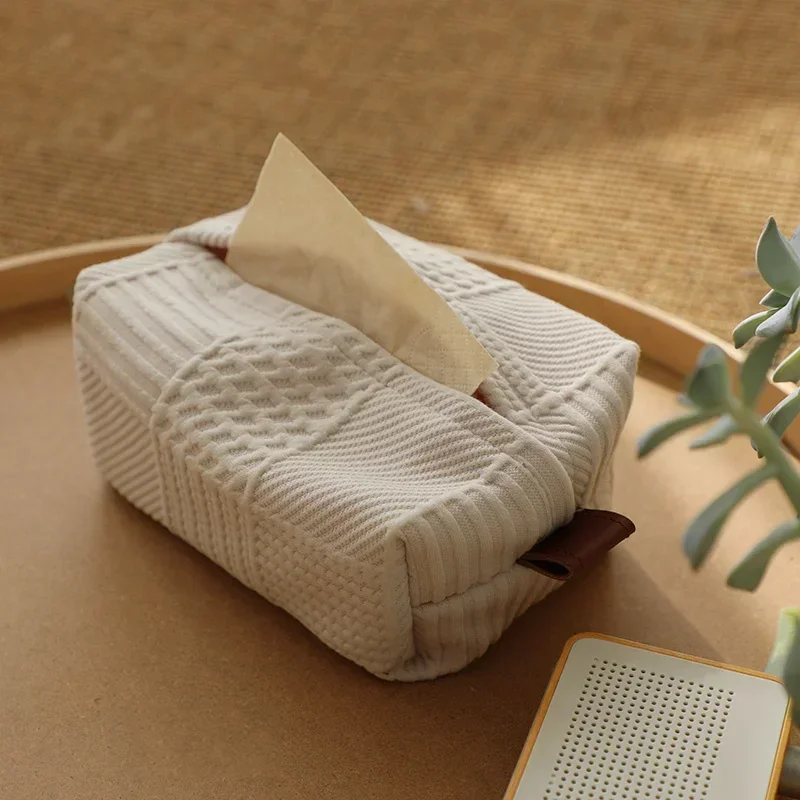 Soft Cloth Art Tissue Box, Household Desktop Handkerchief Storage Case, Bedside Washable Tissue Cover, Simple Organizer 117