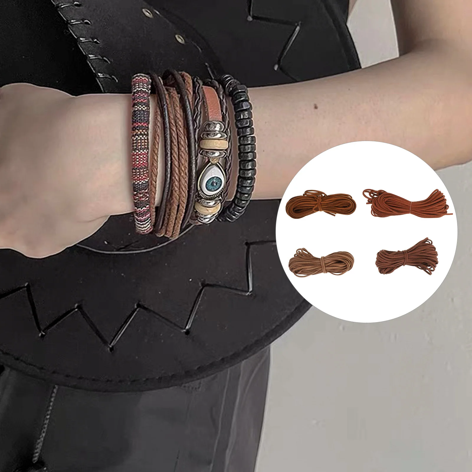 

4Pcs Suede Cord DIY Bracelet Rope Beading Craft Jewelry Making String Woven Cord for Necklace and Accessories