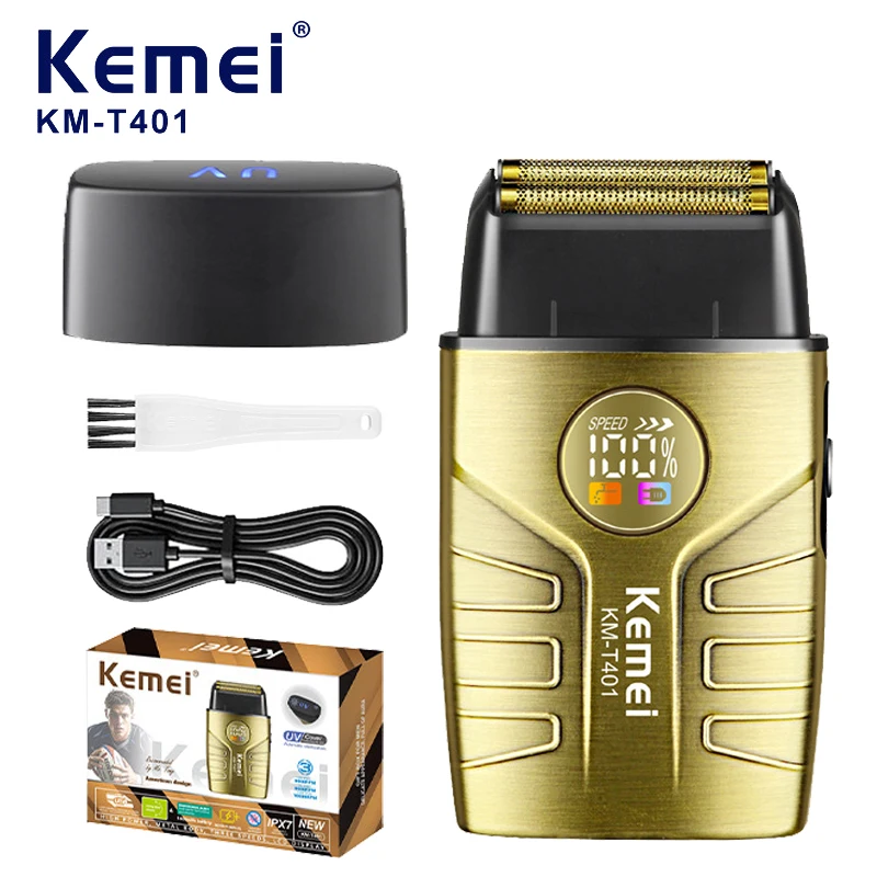 

KEMEI KM-T401 Electric Shaver Hair Rechargeable Facial Beard Foil Razor For Men Bald Head Shaving For Men Machine Barber