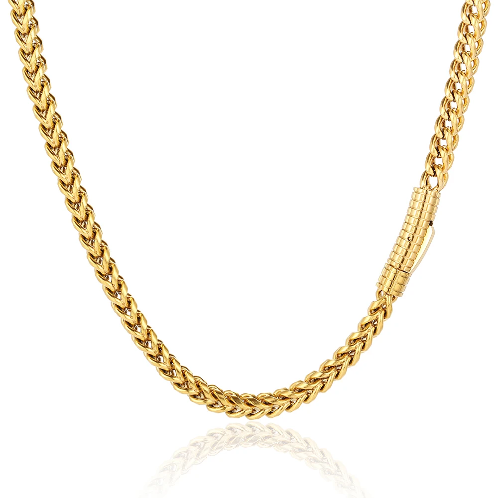 Traditionelle klassische 6 mm Breite 16–26 Zoll Hip-Hop-Schmuck-Edelstahl-Halskette mit positiver und Franco-Kette für Männer