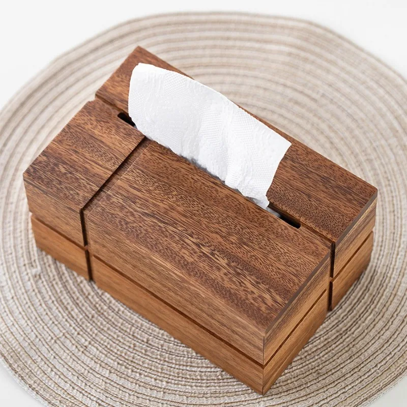 Living Room B & B Hotel Black Walnut Storage Creative Home Dining Room Wooden Tissue Box Paper Drawing