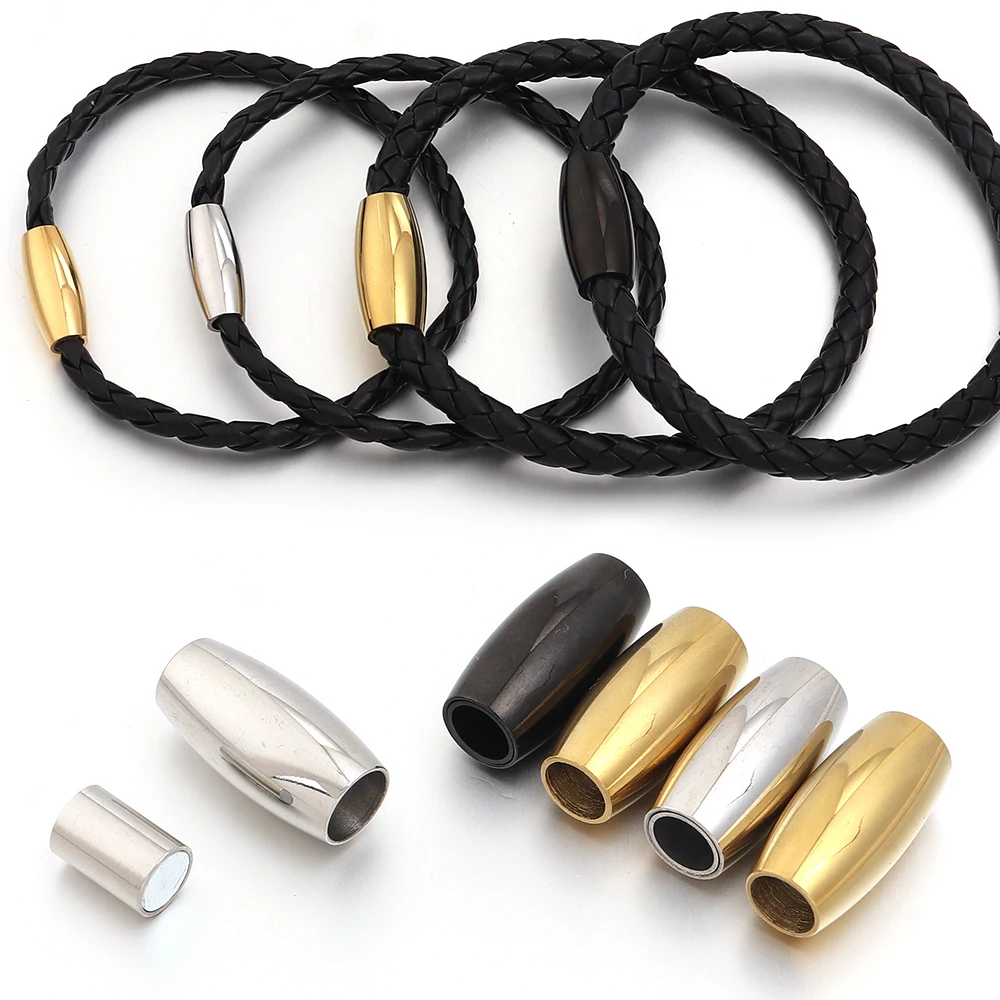 2pcs 3 4 5 6mm Stainless Steel Magnetic Clasps Bracelet Necklace Leather Cord Magnet Buckle For DIY Jewelry Making Accessories