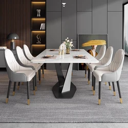 Italian Simplicity Dinning Table Marble Rectangle Design Tables Living Room Adjustable Mesas Restaurante Luxury Furniture