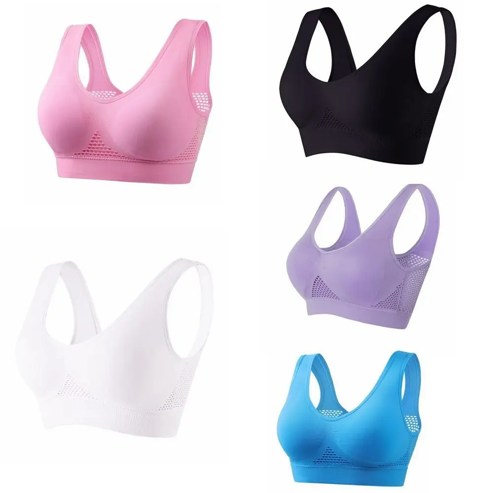 Komfortabler, atmungsaktiver Sport-Yoga-BH mit Mesh, schnelltrocknend, ohne Bügel, Push-up, Damenunterwäsche, Fitness – Detail 1