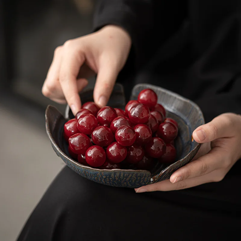 

Empty Zhai Old Rock Clay Dawn Pot Tray Tea Tray Bronze Glaze Ceramic Round Fruit Bowl Tea Table Serving Tray