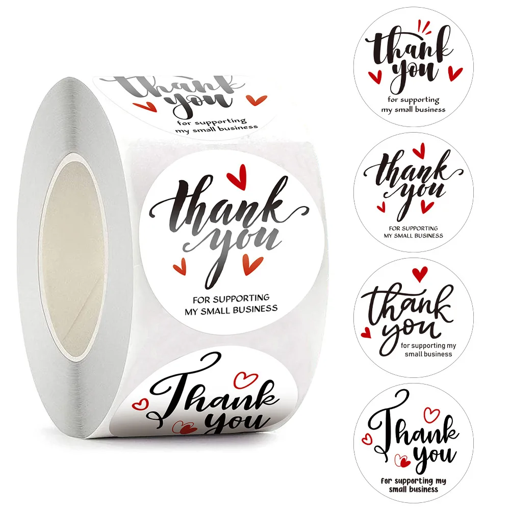 50-500pcs Round White Thank You Stickers Small Business Stickers Adhesive Labels For Boutiques Wrapping Supplies 1inch/2.5cm