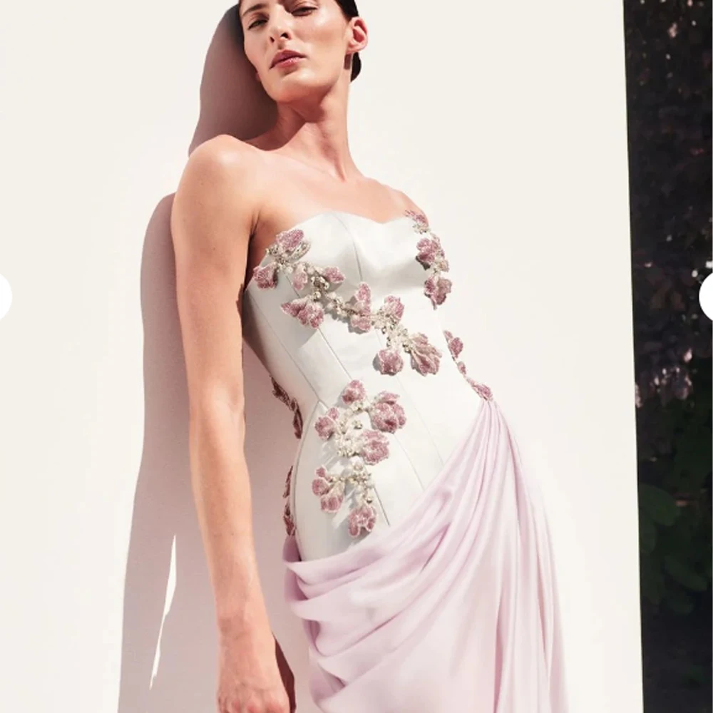 맞춤형 무도회 드레스 하이 퀄리티 패션 레트로 저지 아플리케 플리츠 구김 스트레이트 롱 드레스, 심플