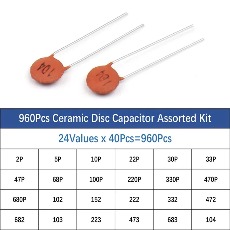 960/3600PCS Ceramic Capacitor Combination Kit Box, 2PF-0.1U/1PF~100nF 24/36 Value 3.9NF 10PF 22PF 33PF 47PF 1NF 10NF 47NF image 3