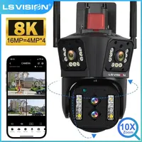 LS VISION 8K 16MP WiFi IP Camera Outdoor Four Lens PTZ Camera Auto Tracking 10X Zoom Security Protection Surveillance Camera 360