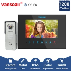 Vansoall Video Intercom for Villa Home Office Apartment with1200TVL Metal Doorbell camera kit,Support Record Waterproof Unlock