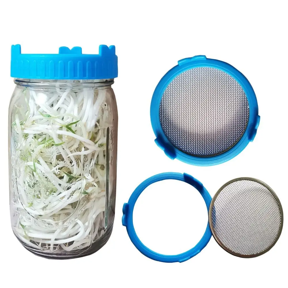 2pcs Durable For 86mm Jar Wide Mouth Tool Sealing Ring Lid Mesh Sprout Cover Sprouting Lid Strainer