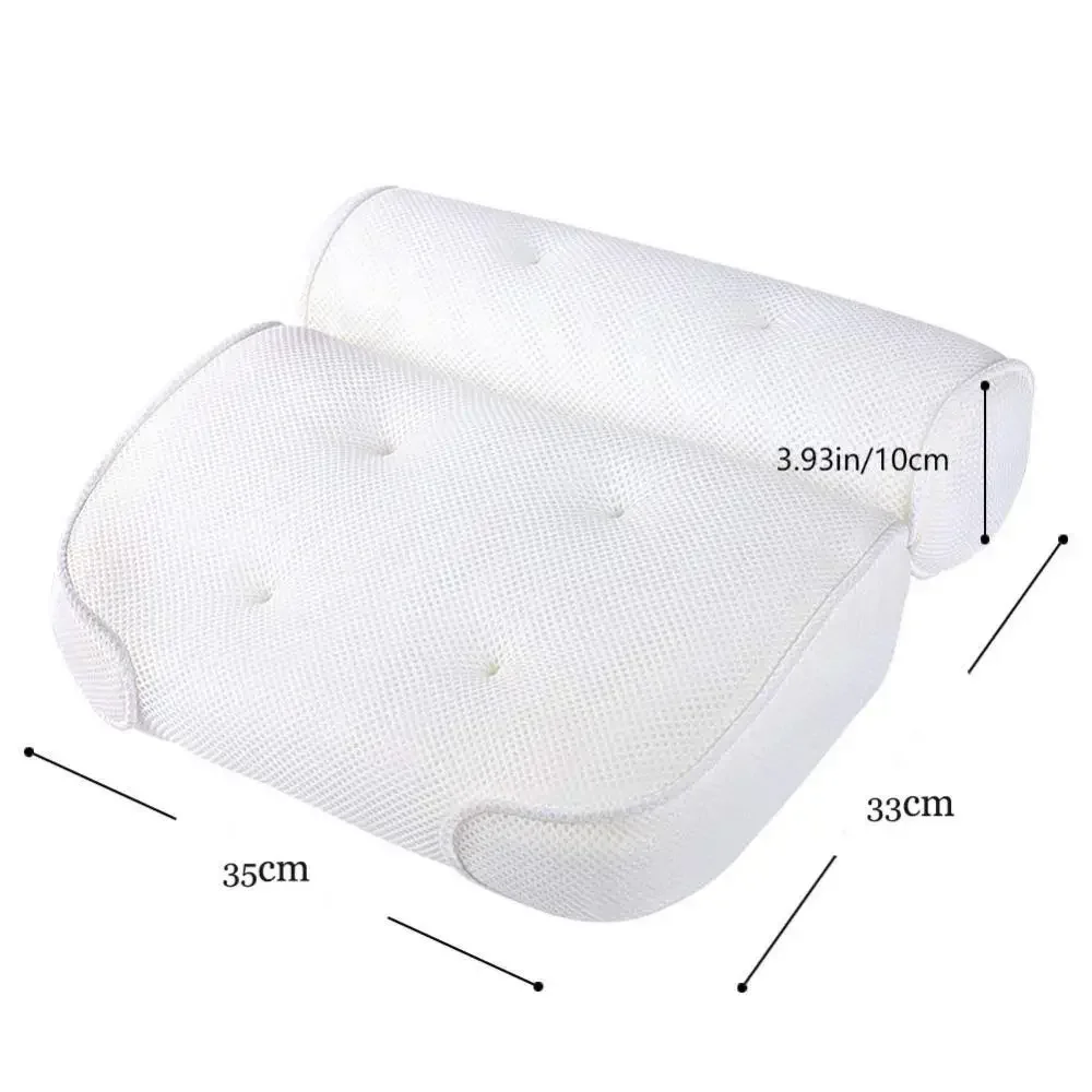 Spa Non-Slip Bath Pillow Cushioned Bath Tub Spa Pillow Bathtub Head Rest Pillow With Suction Cups For Neck Back Bathroom Supply