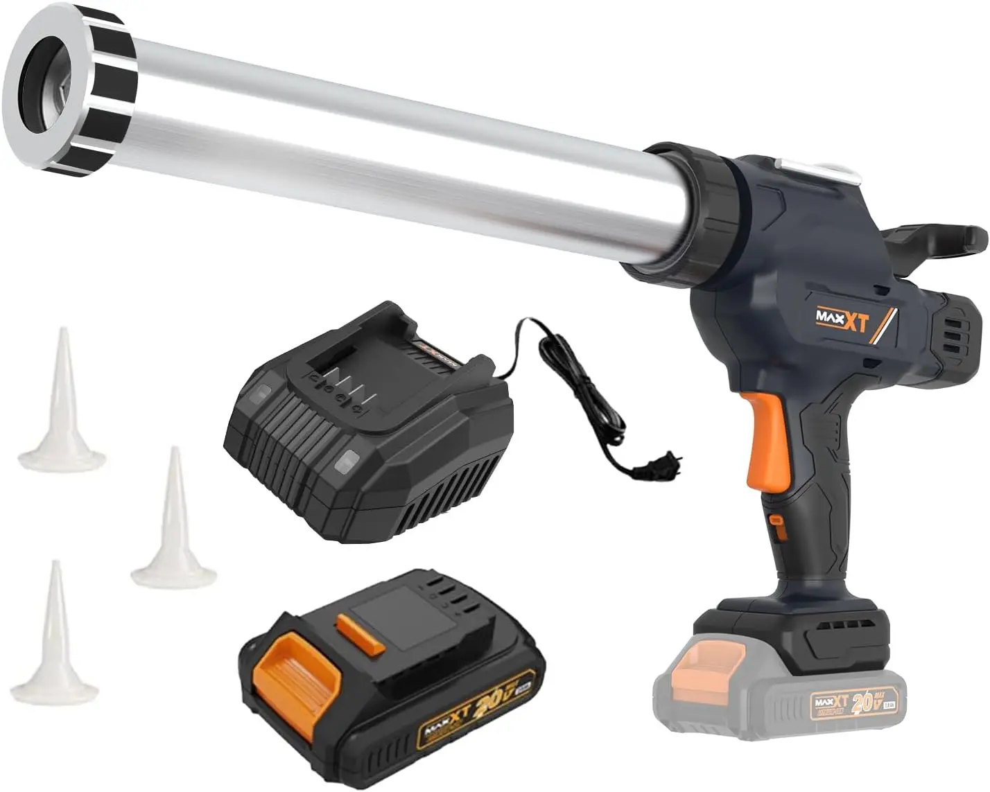 Cordless Sauage Gun - 2.0AH Battery Included, Caulking Gun Fits 300-600ml Sausage Packs, Anti-Dripping Design