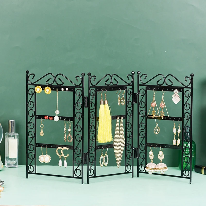 72-Hole Fashionable Folding Screen Jewelry Rack Jewelry Storage Earrings Rack Jewelry Display Earrings Storage