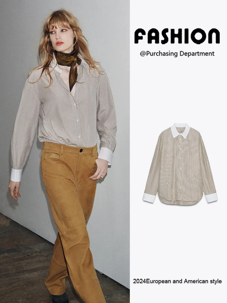 

Новая осенняя повседневная удобная длинная полосатая цветная блузка све, женская универсальная блузка, 4043254 04, этнический сценический костюм