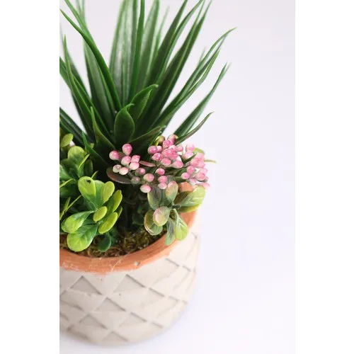 Kibrithane Flower Artificial Flower Arrangement of Cipso Foliage Geometric Concrete Pots KC00200598