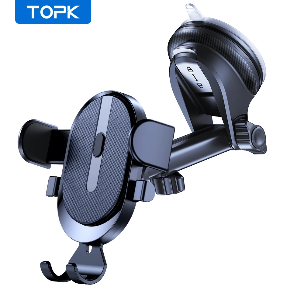 

TOPK Car Phone Holder [Upgraded Suction & Clip] Rotatable Universal Mobile Phone Mount Dashboard Windscreen for 4.7-6.7 Phones