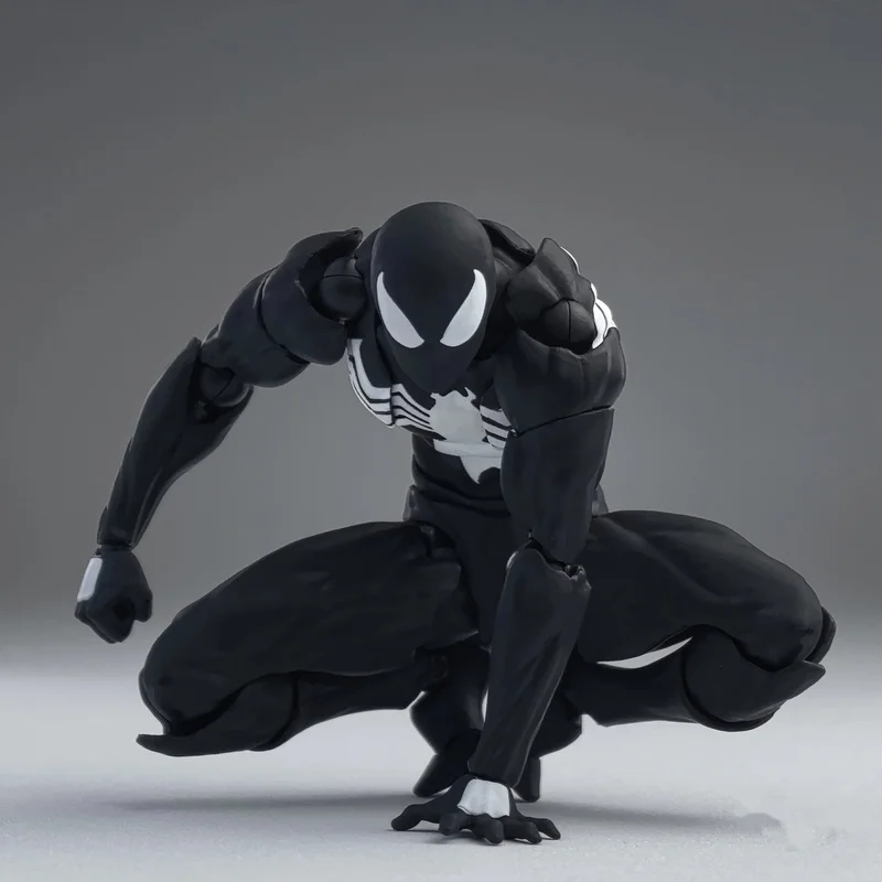

In Stock New Spider Man Black Suit Venom Movable Model Toys Symbiotic Black Venom Suit Revoltech Amazing Yamaguchi