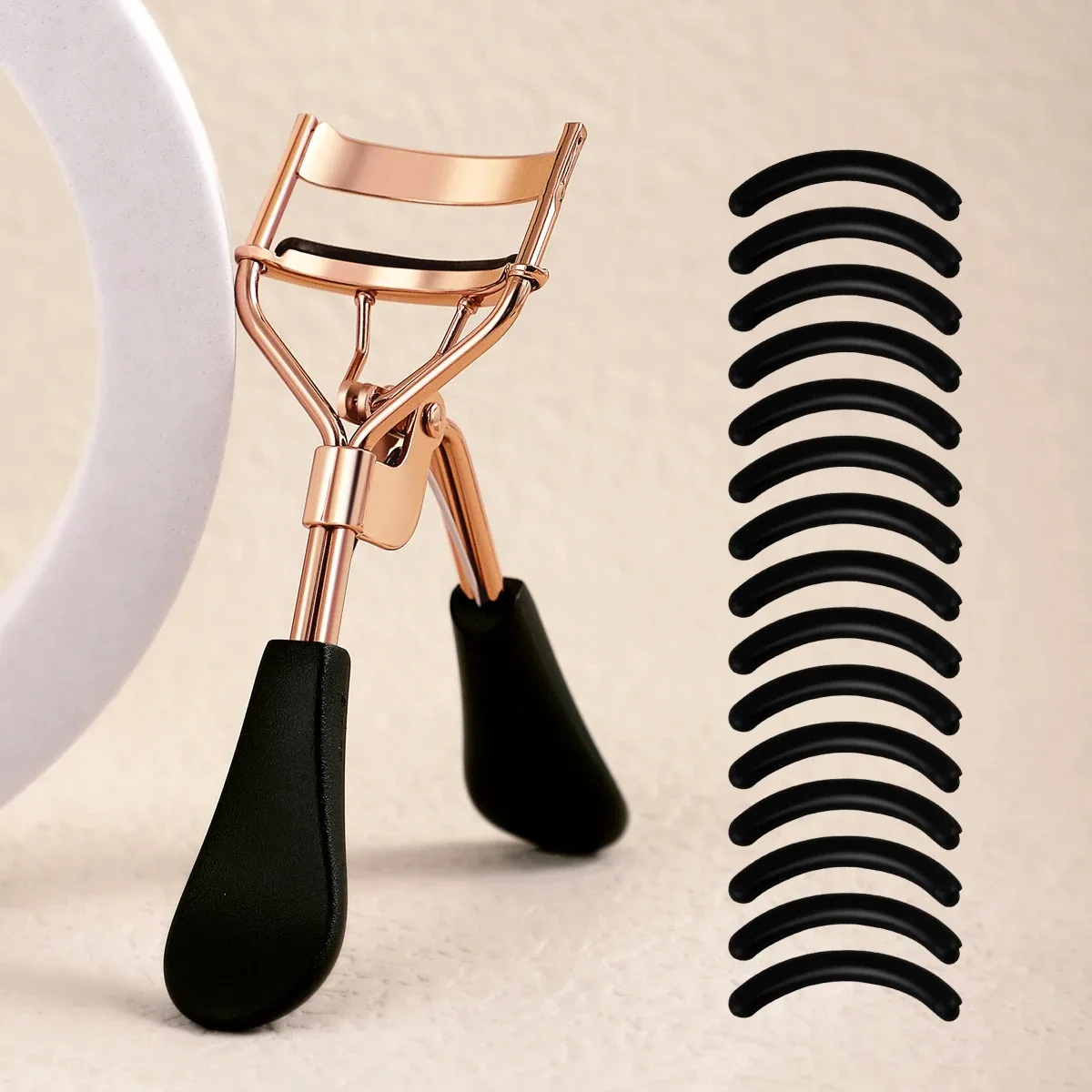 Modelador de cílios portátil com 15 modeladores de silicone, ondulação de cílios e cílios em aço inoxidável ou ferramentas de extensão de cílios